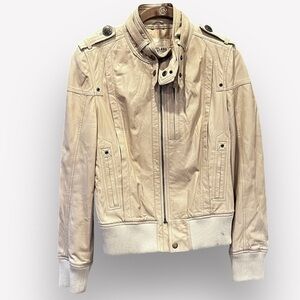 🇪🇸🐠Limitless Italian leather moto jacket lamb cream large